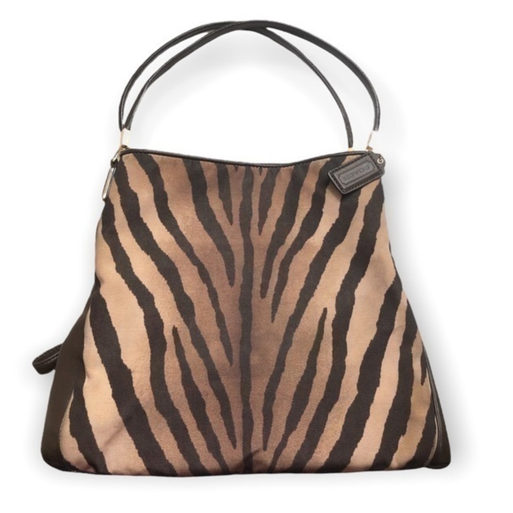 Coach 26636 Madison Brown Zebra Print Phoebe Canvas Shoulder bag